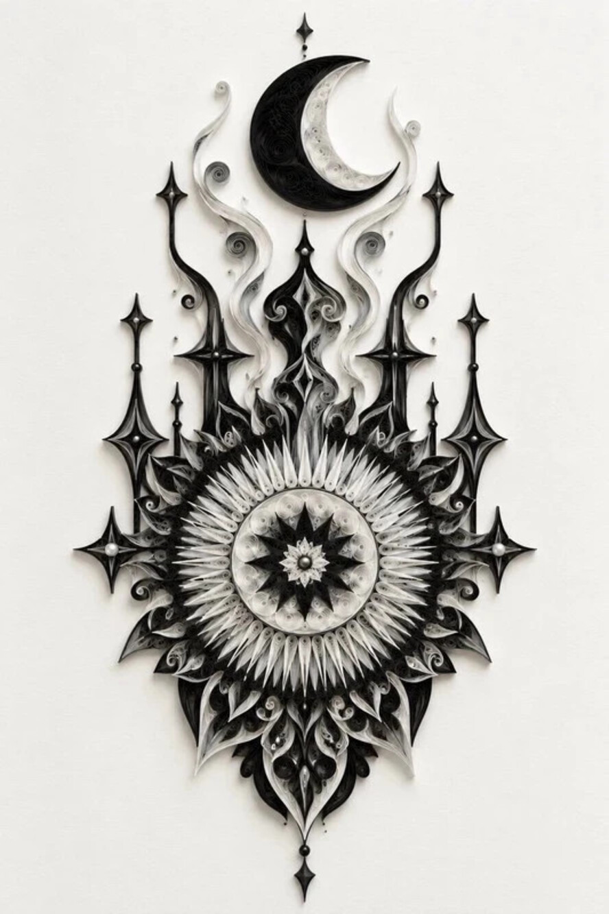 4x6 Framed Monochrome Celestial Wall Art